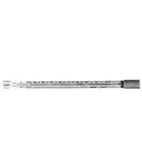 Minimumthermometer with alcohol filling, range -40 to +40°C, 0.5K divisions, glass design.