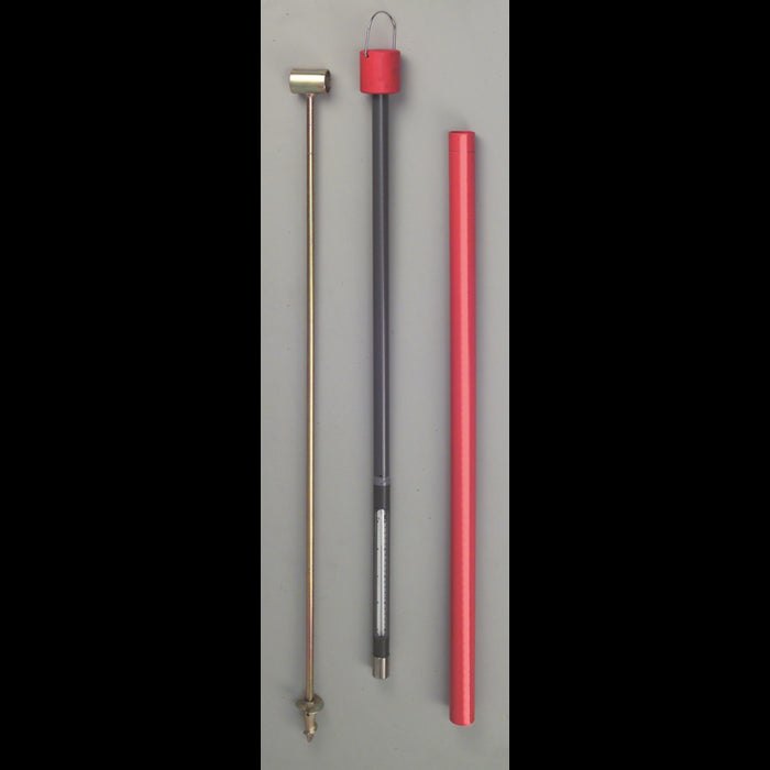 Erdbodentiefen-Thermometer with 50cm protective tube for soil temperature measurement.