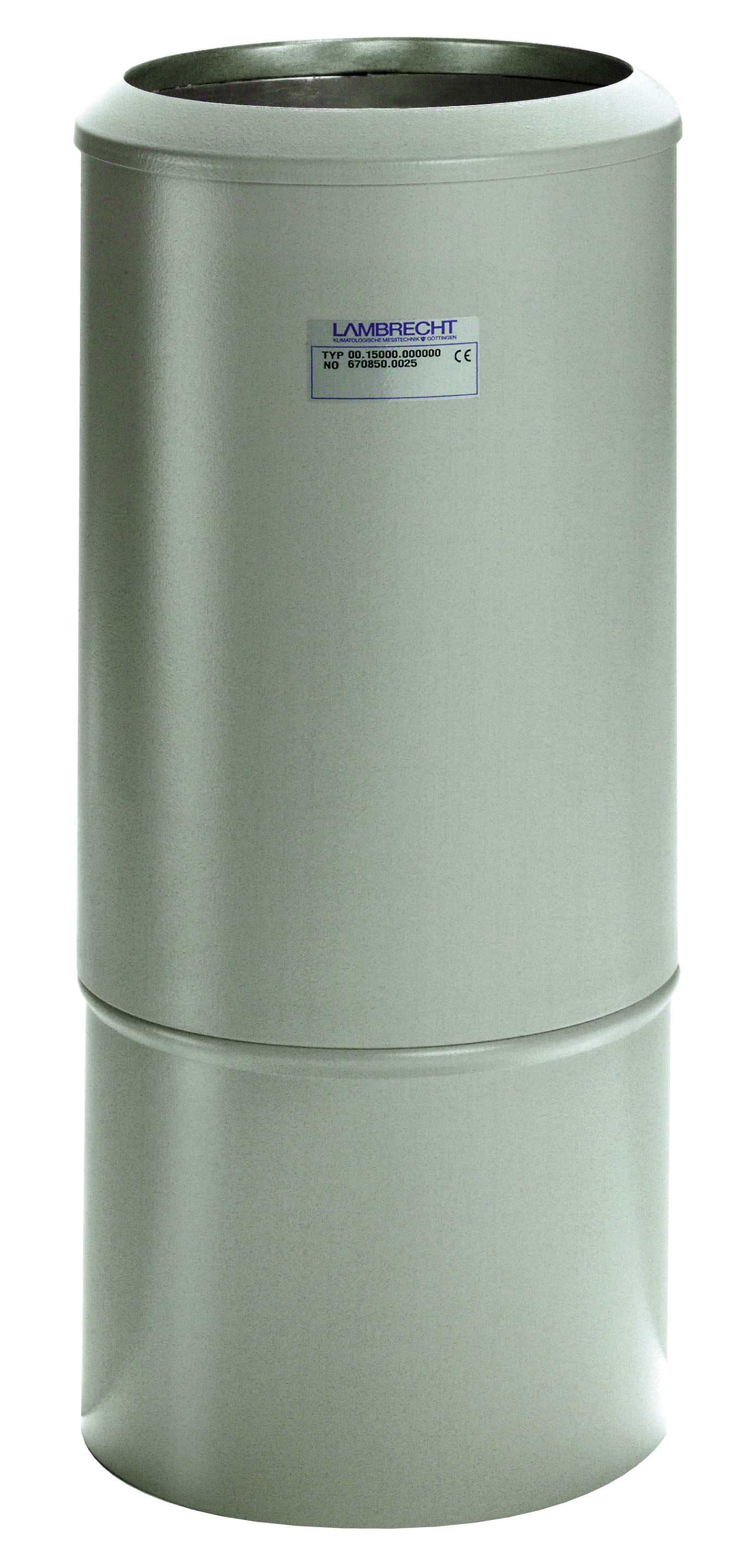 Regenmesser nach Hellmann aus Zinkblech mit 200 cm² Auffangfläche.