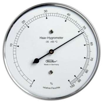 Hygrometer mit Naturhaar for precise humidity measurement with natural hair technology.