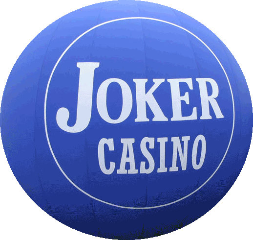 PVC Grossballon - Blue Round Advertising Balloon with "Joker Casino" Logo