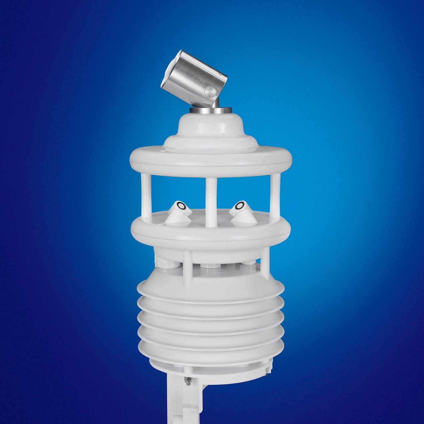 All-in-One WS504 Wettersensor for air temperature, humidity, pressure, wind, and radiation measurement.