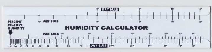 Psychrometer-Rechenschieber for measuring relative humidity.