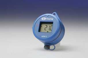Miniformat temperature data logger with LCD display, measures -30 to +50°C, IP65 casing, Tinytag View 2.