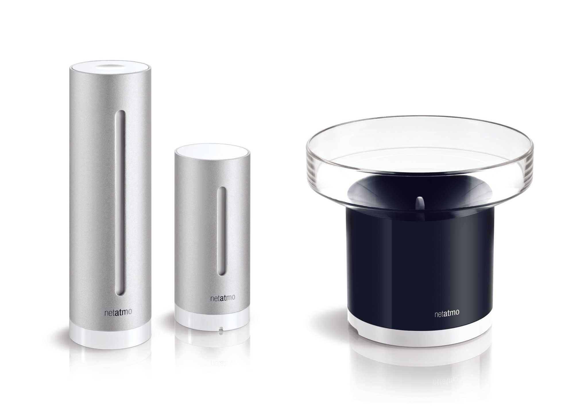 Netatmo Regenmesser set with weather station modules for measuring rainfall.