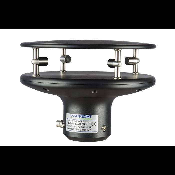 Usonic-Kombinierter Ultraschall-Sensor, robust wind sensor in metal housing, measures wind speed and direction, compact design.