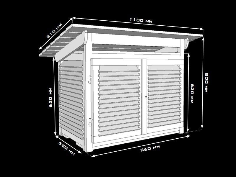 Grosse weiße Wetterhütte aus Holz mit lüftbaren Lamellen und verschließbarer Tür, DIN-konform, für meteorologische Messgeräte.