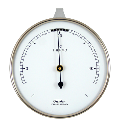 Bimetallthermometer mit Metallgehäuse und Skala von -20 bis 40 Grad Celsius.