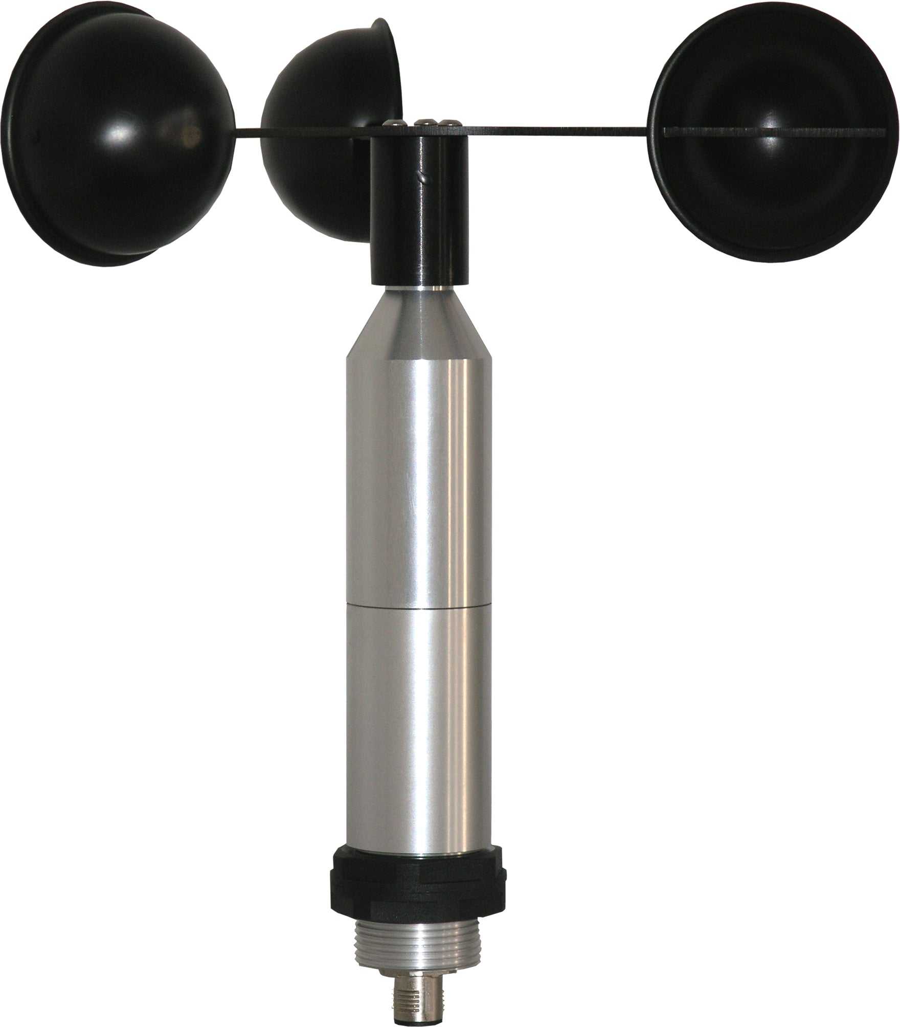 Windgeschwindigkeitssensor PRO-WEA mit 15m Kabel, aerodynamisches Design, Aluminiumgehäuse, elektrostatischer Schutz.