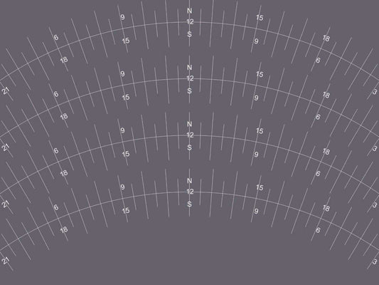 Vertical graph lines on gray background representing time scale for sunshine recording.
