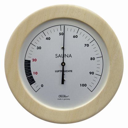 Sauna-Hygrometer mit synthetischen Fasern zur Messung der relativen Luftfeuchte im Holzrahmen, hohe Reaktionsgeschwindigkeit.