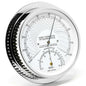 Thermo-Hygrometer mit Taupunktbestimmung in verchromtem Messinggehäuse, misst Luftfeuchte und Temperatur.