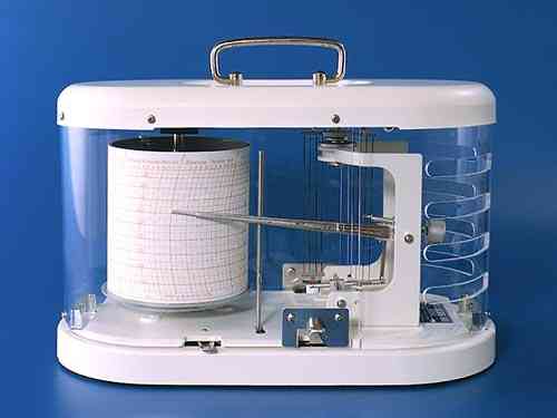Hygrograph 326Q elektrisch Kunsthaar, meteorological air humidity measuring device.