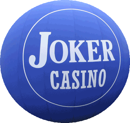 PVC Grossballon - Blue Round Advertising Balloon with "Joker Casino" Logo