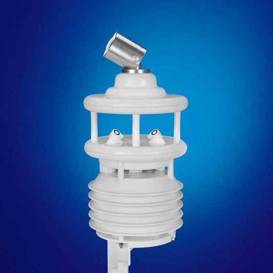 All-in-One WS504 Wettersensor for air temperature, humidity, pressure, wind, and radiation measurement.