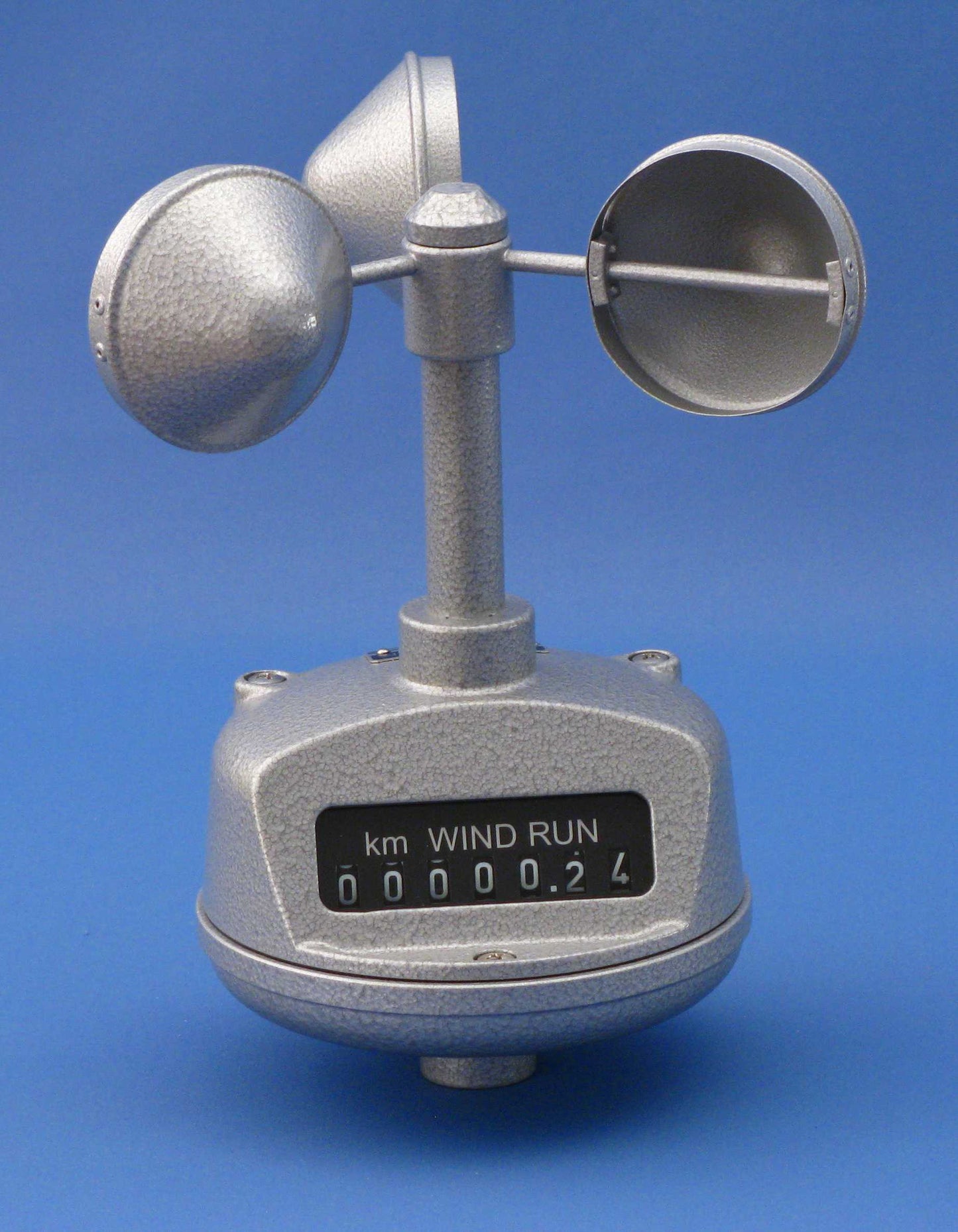 91ge Zählwerk-Anemometer windwegmesser mit 3-armigem Aluminium-Schalenstern und mechanischem Rollenzählwerk