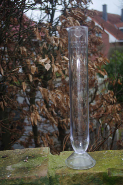 Transparent plastic replacement rain gauge for Hellmann, measures 0-10 mm precipitation.
