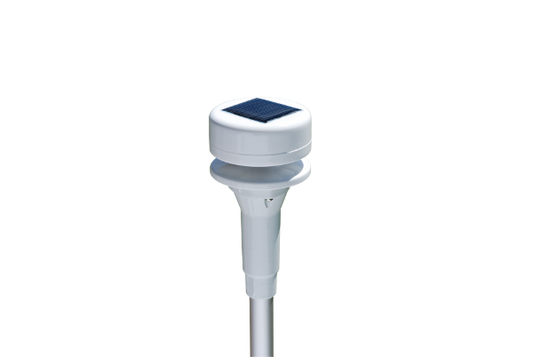 Leichter und kompakter kombinierter Ultraschallwindsensor CV7 mit Solarversorgung.