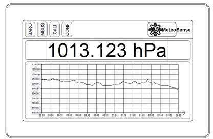 Digitale Präzisionsluftdrucksensor BPS-800 mit LCD-Touchdisplay und Messbereich 400-1200 hPa im robusten Aluminiumgehäuse