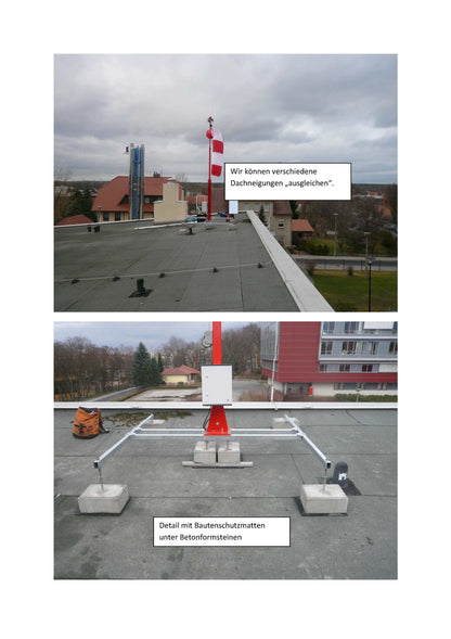 Windsack-Station HIM 120 MB with lighting installed on a flat roof in compliance with FAA/ICAO standards.